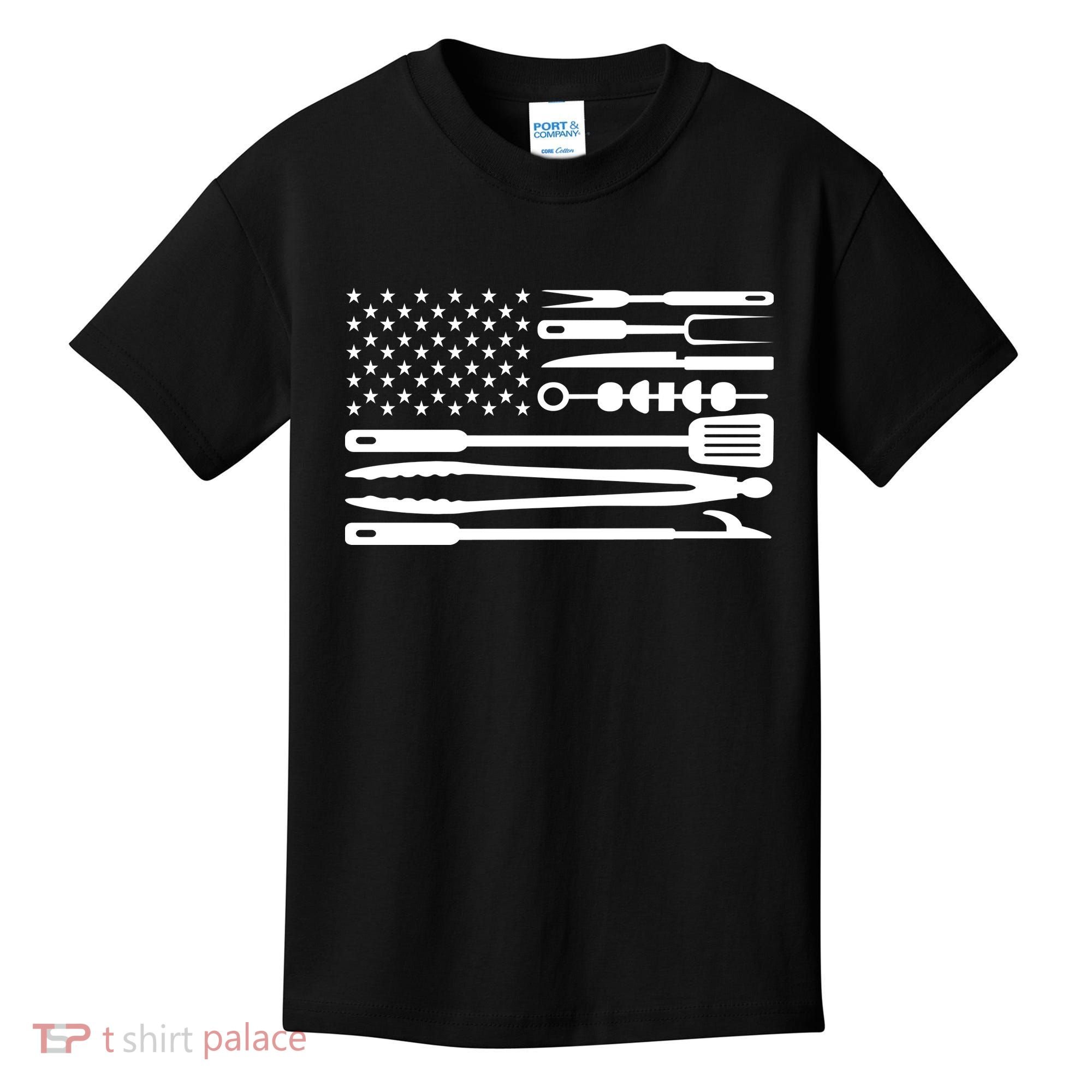 BBQ Tools American Flag Kids T-Shirt