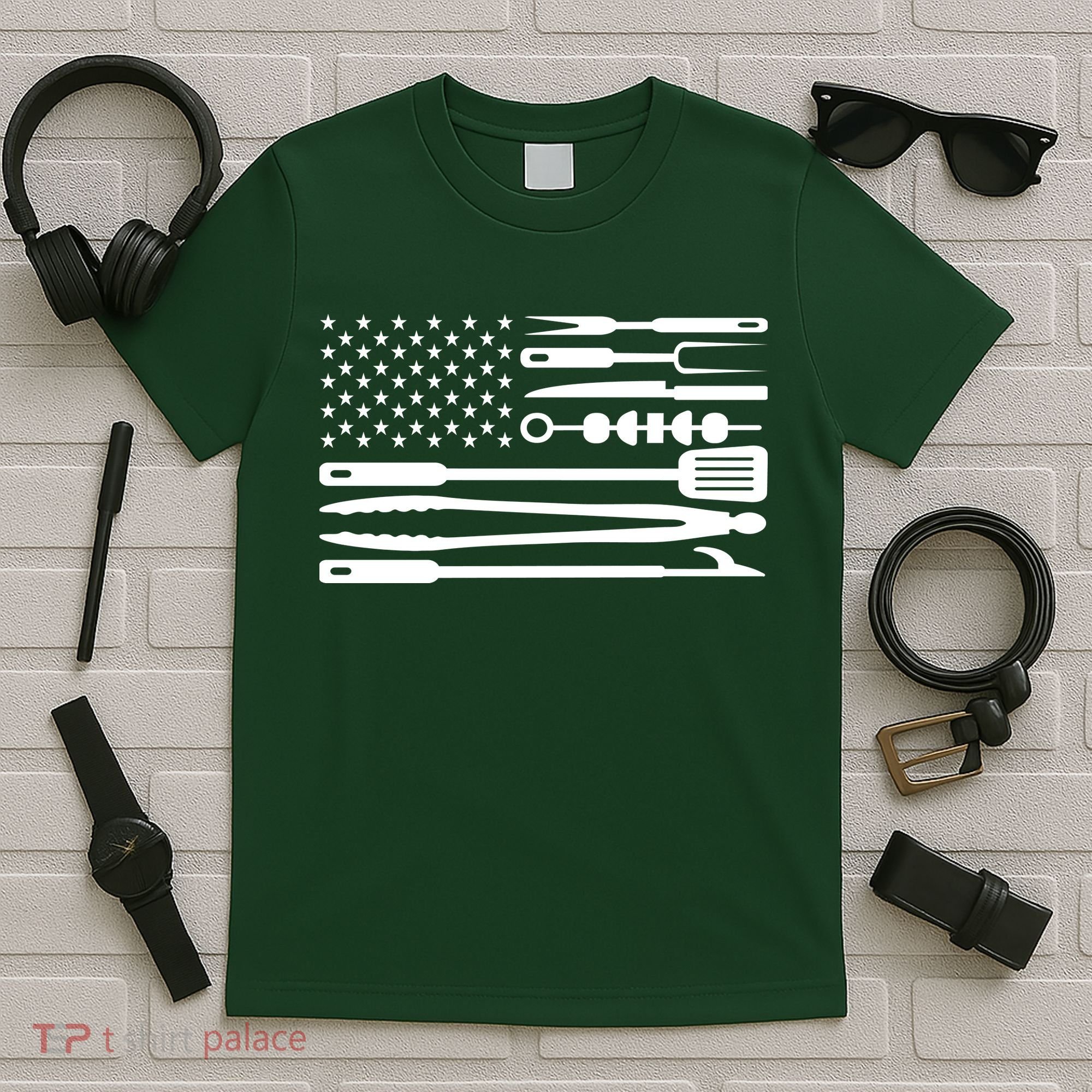 BBQ Tools American Flag T-Shirt
