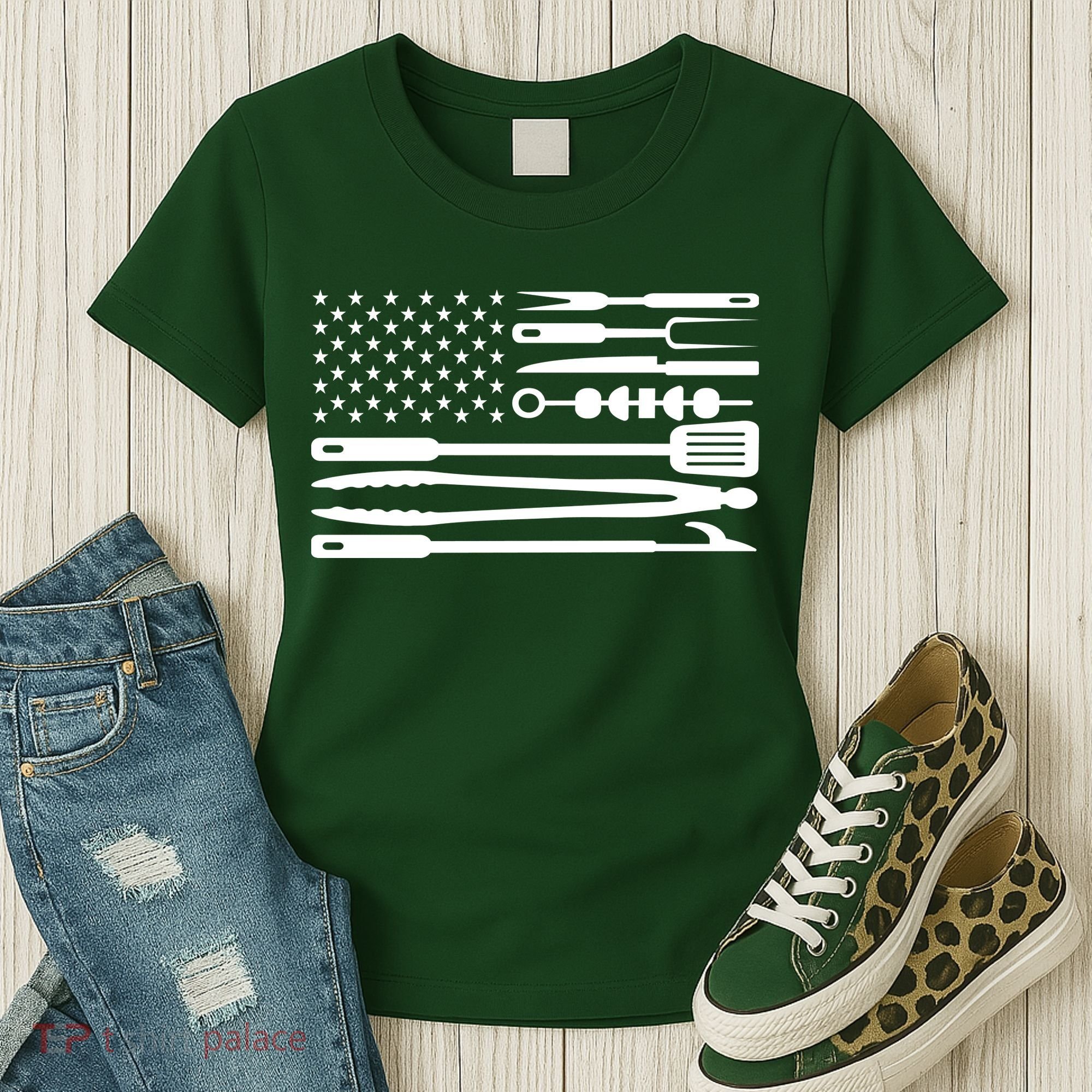 BBQ Tools American Flag Women's T-Shirt