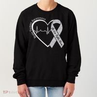 Brain Tumor Awareness Heart Brain Cancer Gray Ribbon Support  Women's Sweatshirt thumb 0
