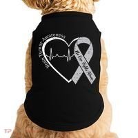 Brain Tumor Awareness Heart Brain Cancer Gray Ribbon Support  Doggie Tank thumb 0
