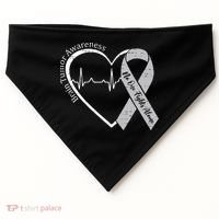 Brain Tumor Awareness Heart Brain Cancer Gray Ribbon Support  USA-Made Doggie Bandana thumb 0