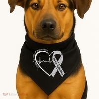 Brain Tumor Awareness Heart Brain Cancer Gray Ribbon Support  USA-Made Doggie Bandana thumb 1