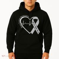 Brain Tumor Awareness Heart Brain Cancer Gray Ribbon Support  Hoodie thumb 2