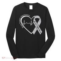 Brain Tumor Awareness Heart Brain Cancer Gray Ribbon Support  Long Sleeve Shirt thumb 0