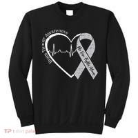 Brain Tumor Awareness Heart Brain Cancer Gray Ribbon Support  Sweatshirt thumb 0
