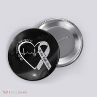 Brain Tumor Awareness Heart Brain Cancer Gray Ribbon Support  Button thumb 0