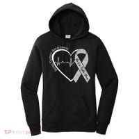 Brain Tumor Awareness Heart Brain Cancer Gray Ribbon Support  Women's Hoodie thumb 0