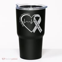 Brain Tumor Awareness Heart Brain Cancer Gray Ribbon Support  Tumbler thumb 0