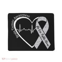 Brain Tumor Awareness Heart Brain Cancer Gray Ribbon Support  Mousepad thumb 0