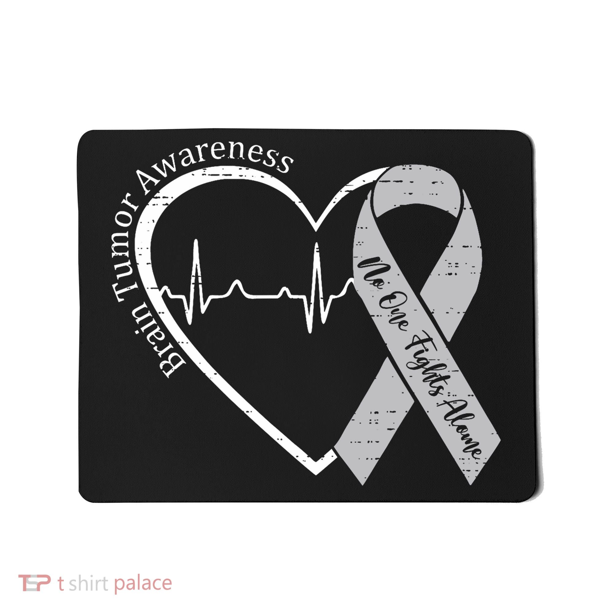Brain Tumor Awareness Heart Brain Cancer Gray Ribbon Support  Mousepad
