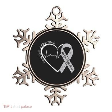 Brain Tumor Awareness Heart Brain Cancer Gray Ribbon Support  Ornament