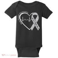 Brain Tumor Awareness Heart Brain Cancer Gray Ribbon Support  Baby Bodysuit thumb 0