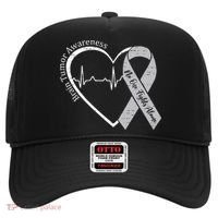 Brain Tumor Awareness Heart Brain Cancer Gray Ribbon Support  Hat thumb 0