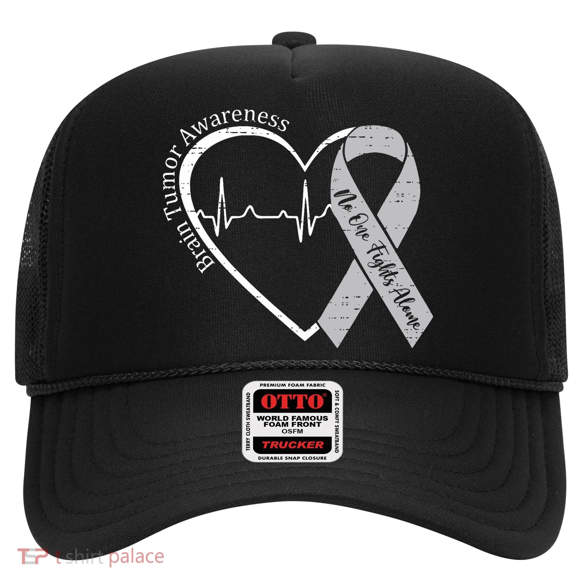 Brain Tumor Awareness Heart Brain Cancer Gray Ribbon Support  Hat