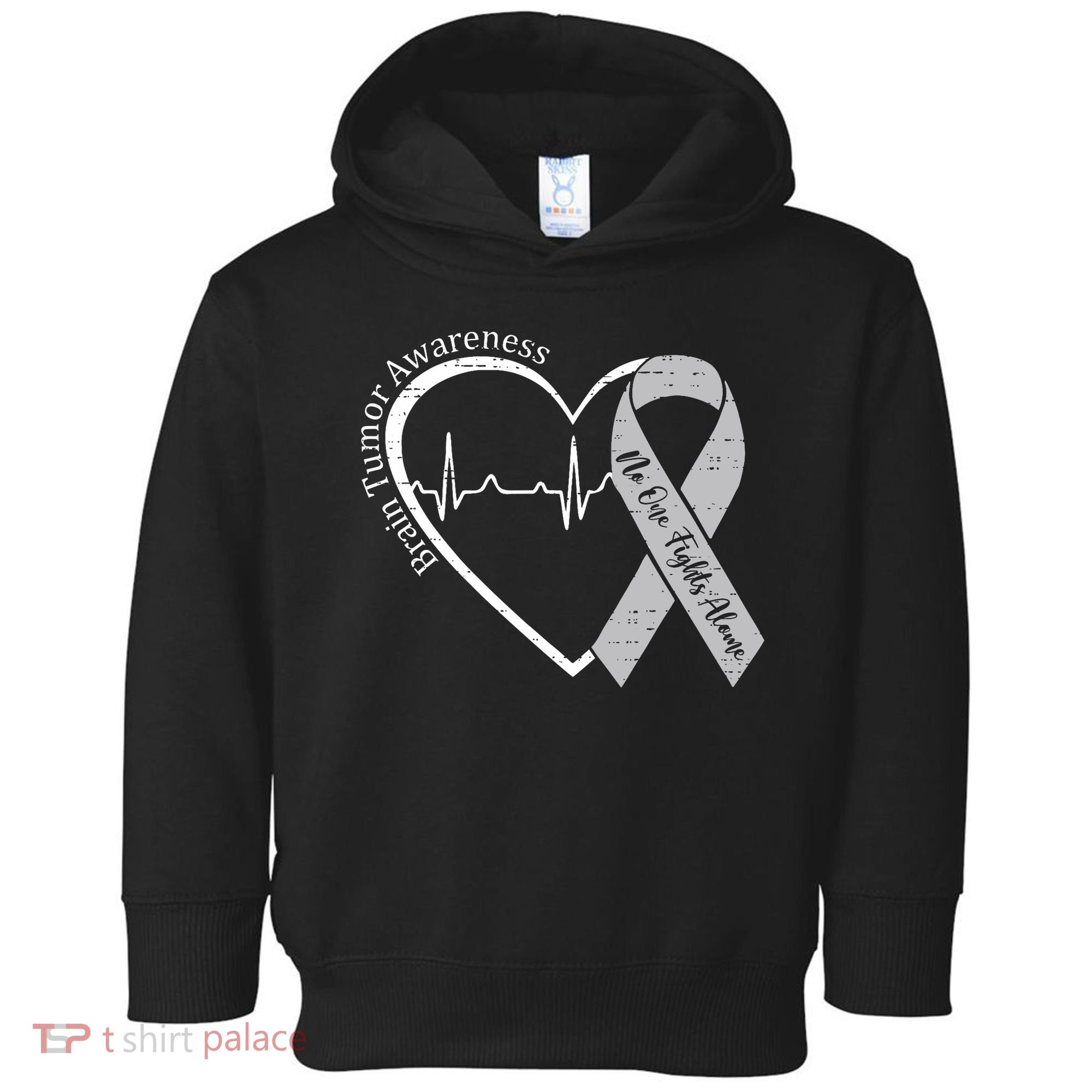 Brain Tumor Awareness Heart Brain Cancer Gray Ribbon Support  Toddler Hoodie
