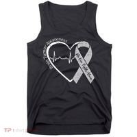 Brain Tumor Awareness Heart Brain Cancer Gray Ribbon Support  Tank Top thumb 0