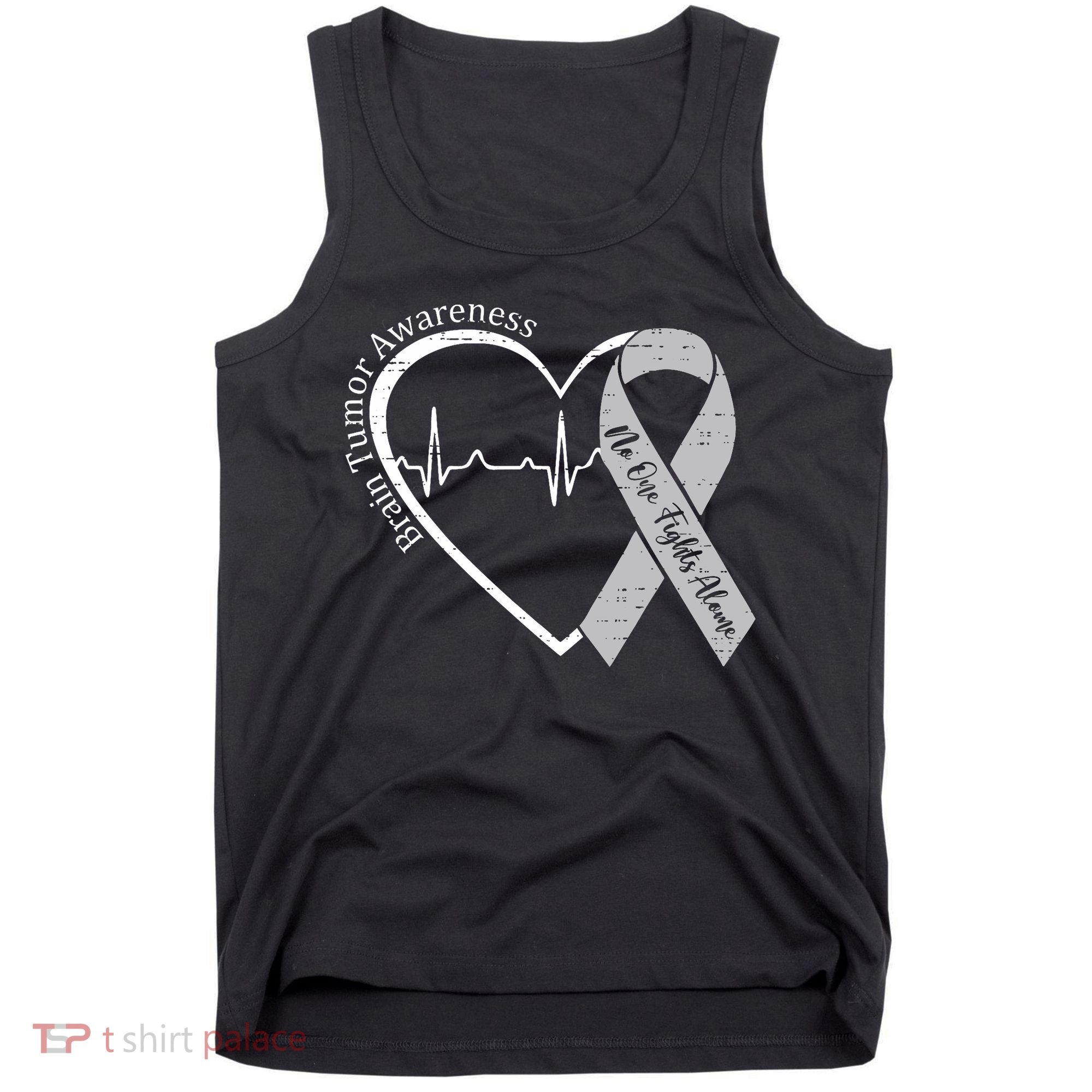 Brain Tumor Awareness Heart Brain Cancer Gray Ribbon Support  Tank Top