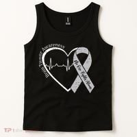 Brain Tumor Awareness Heart Brain Cancer Gray Ribbon Support  Tank Top thumb 2