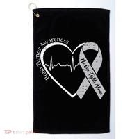 Brain Tumor Awareness Heart Brain Cancer Gray Ribbon Support  Golf Towel thumb 0