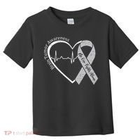 Brain Tumor Awareness Heart Brain Cancer Gray Ribbon Support  Toddler T-Shirt thumb 0