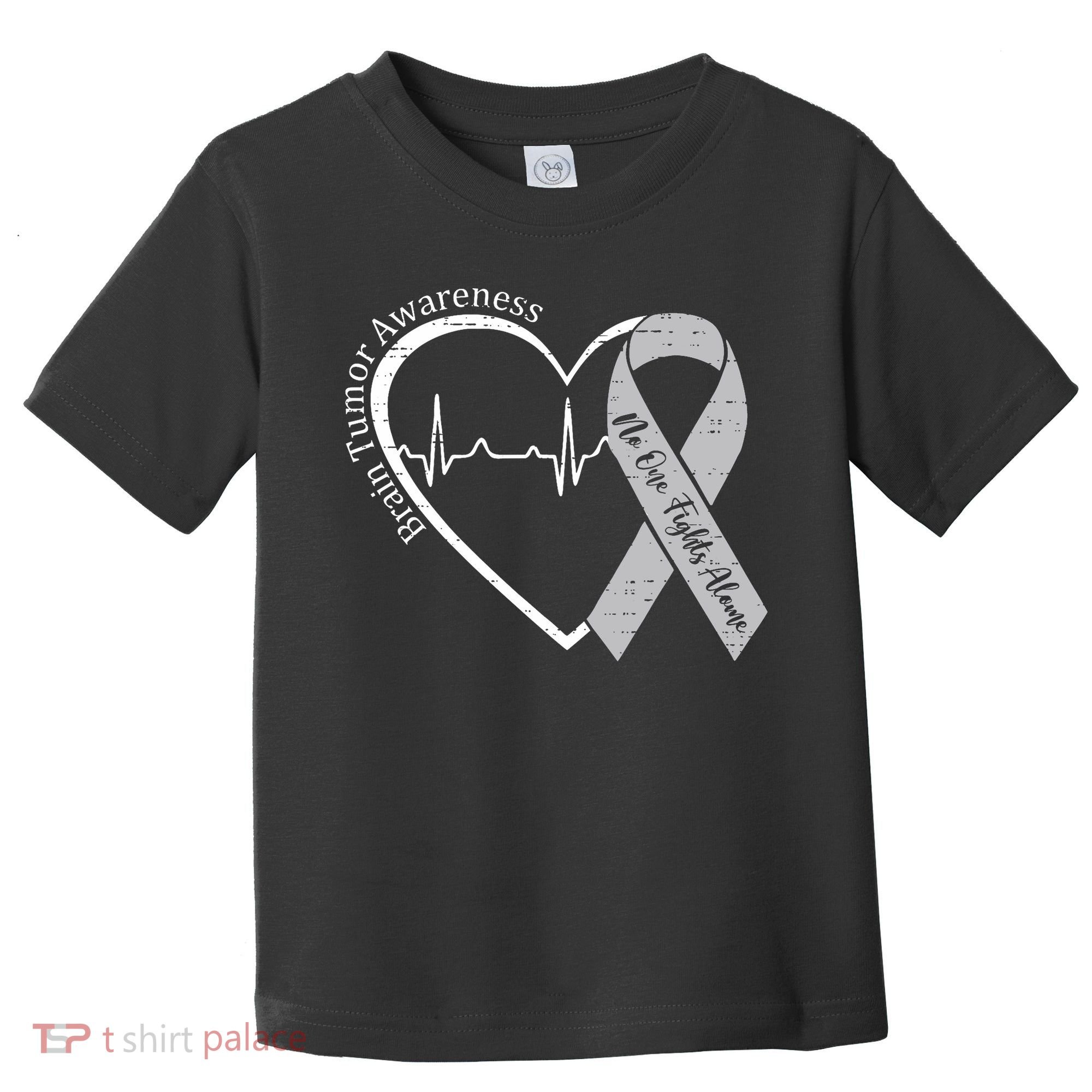 Brain Tumor Awareness Heart Brain Cancer Gray Ribbon Support  Toddler T-Shirt
