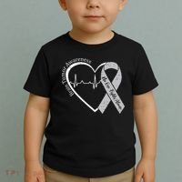 Brain Tumor Awareness Heart Brain Cancer Gray Ribbon Support  Toddler T-Shirt thumb 2