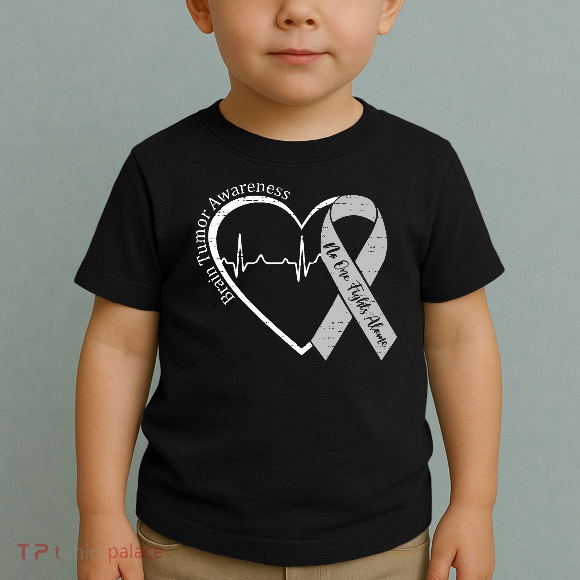 Brain Tumor Awareness Heart Brain Cancer Gray Ribbon Support  Toddler T-Shirt