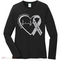 Brain Tumor Awareness Heart Brain Cancer Gray Ribbon Support  Women's Long Sleeve Shirt thumb 0