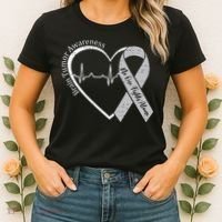 Brain Tumor Awareness Heart Brain Cancer Gray Ribbon Support  Women's T-Shirt thumb 2