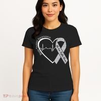 Brain Tumor Awareness Heart Brain Cancer Gray Ribbon Support  Women's T-Shirt thumb 4