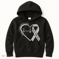 Brain Tumor Awareness Heart Brain Cancer Gray Ribbon Support  Kids Hoodie thumb 0
