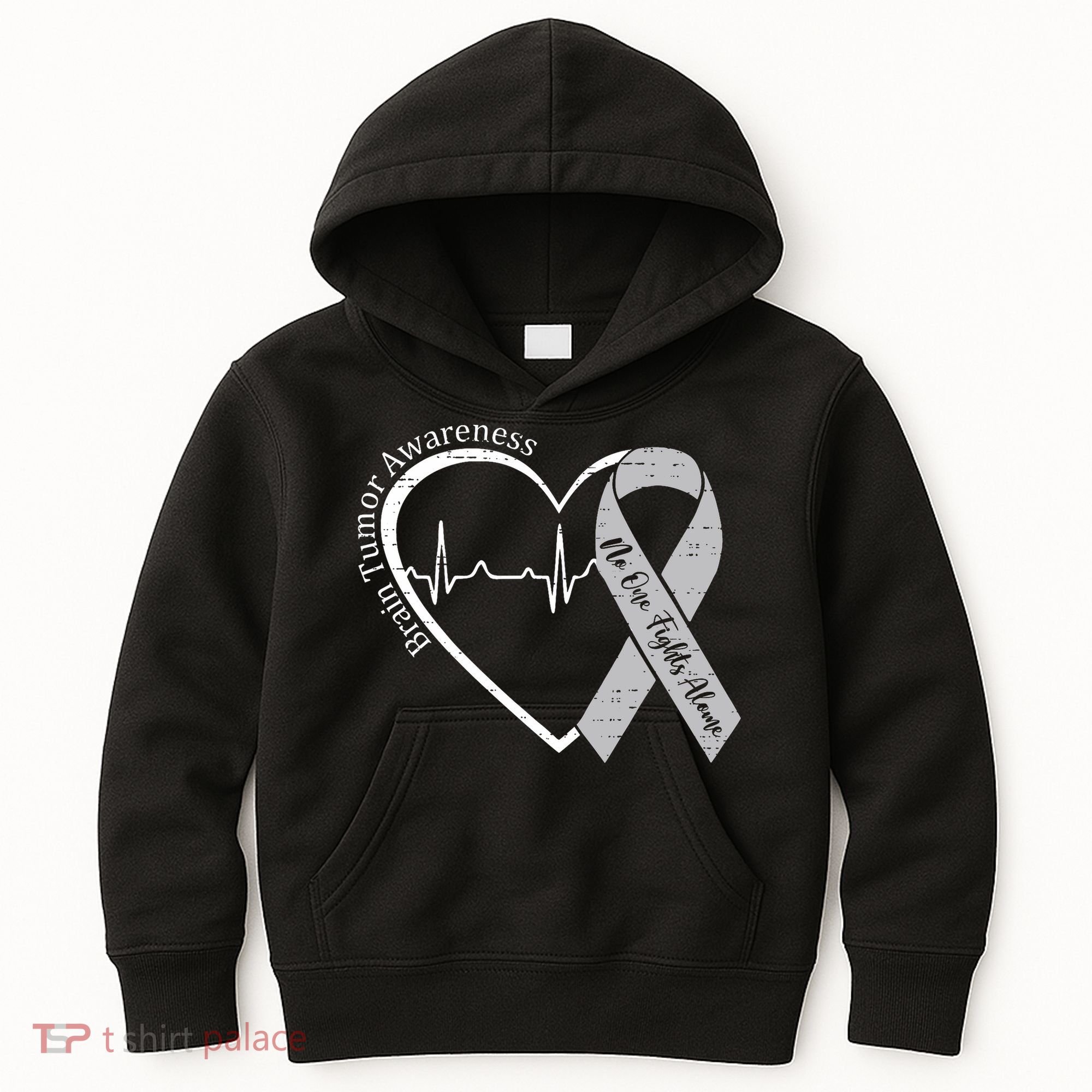 Brain Tumor Awareness Heart Brain Cancer Gray Ribbon Support  Kids Hoodie