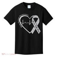 Brain Tumor Awareness Heart Brain Cancer Gray Ribbon Support  Kids T-Shirt thumb 0