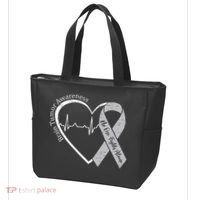 Brain Tumor Awareness Heart Brain Cancer Gray Ribbon Support  Tote Bag thumb 3