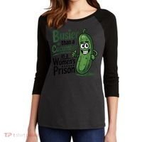 Busier Than A Cucumber In A Woman's Prison Women's Tri-Blend 3/4-Sleeve Raglan Shirt thumb 2
