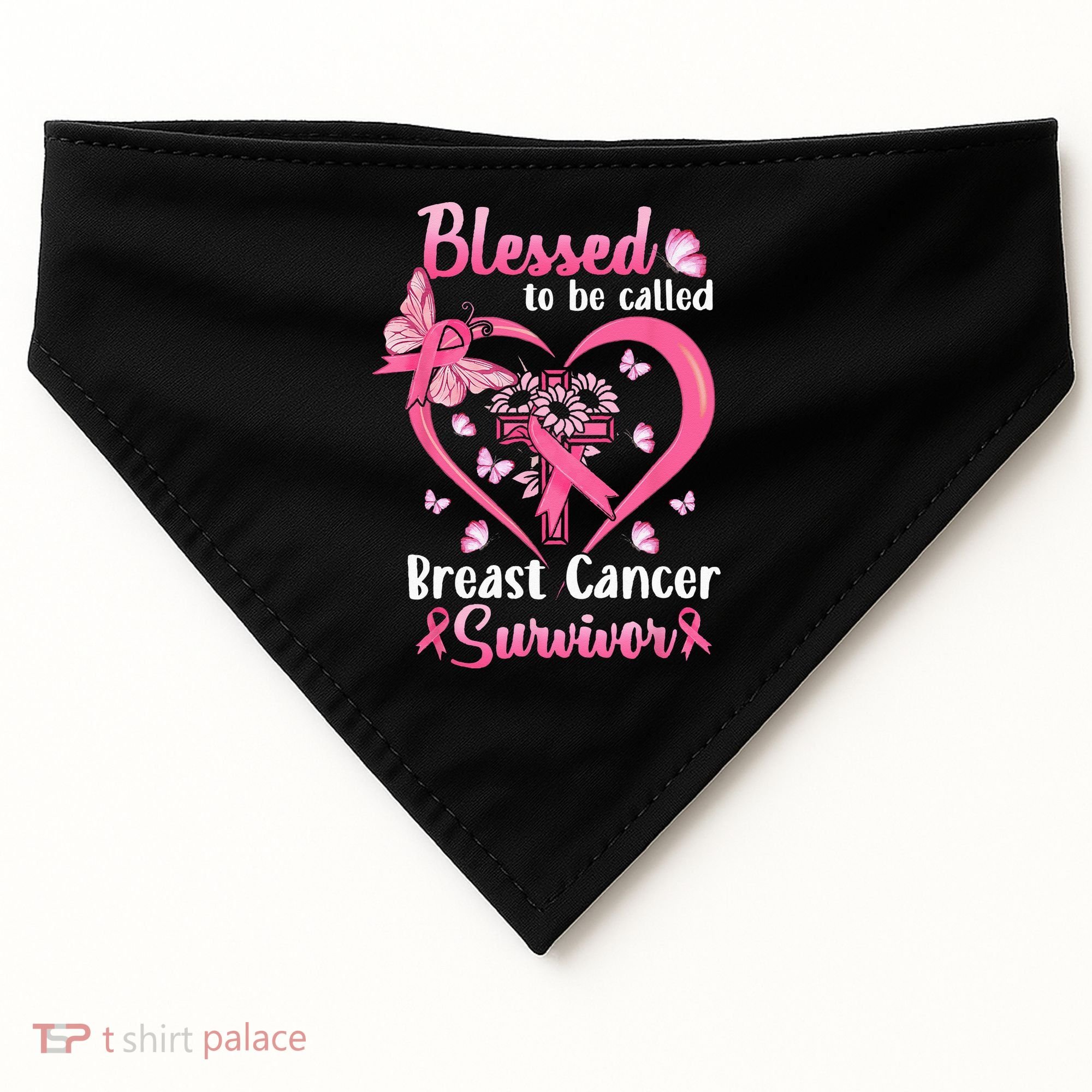 Blessed To Be Called Pink Women Heart Breast Cancer Survivor USA-Made Doggie Bandana