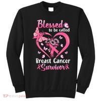 Blessed To Be Called Pink Women Heart Breast Cancer Survivor Sweatshirt thumb 0