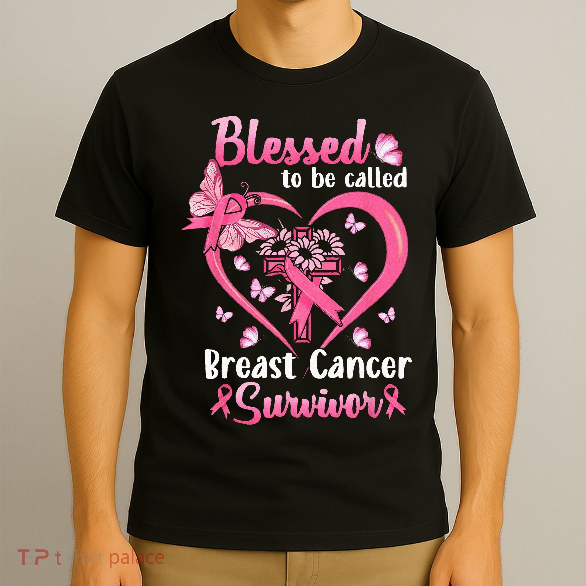 Blessed To Be Called Pink Women Heart Breast Cancer Survivor T-Shirt