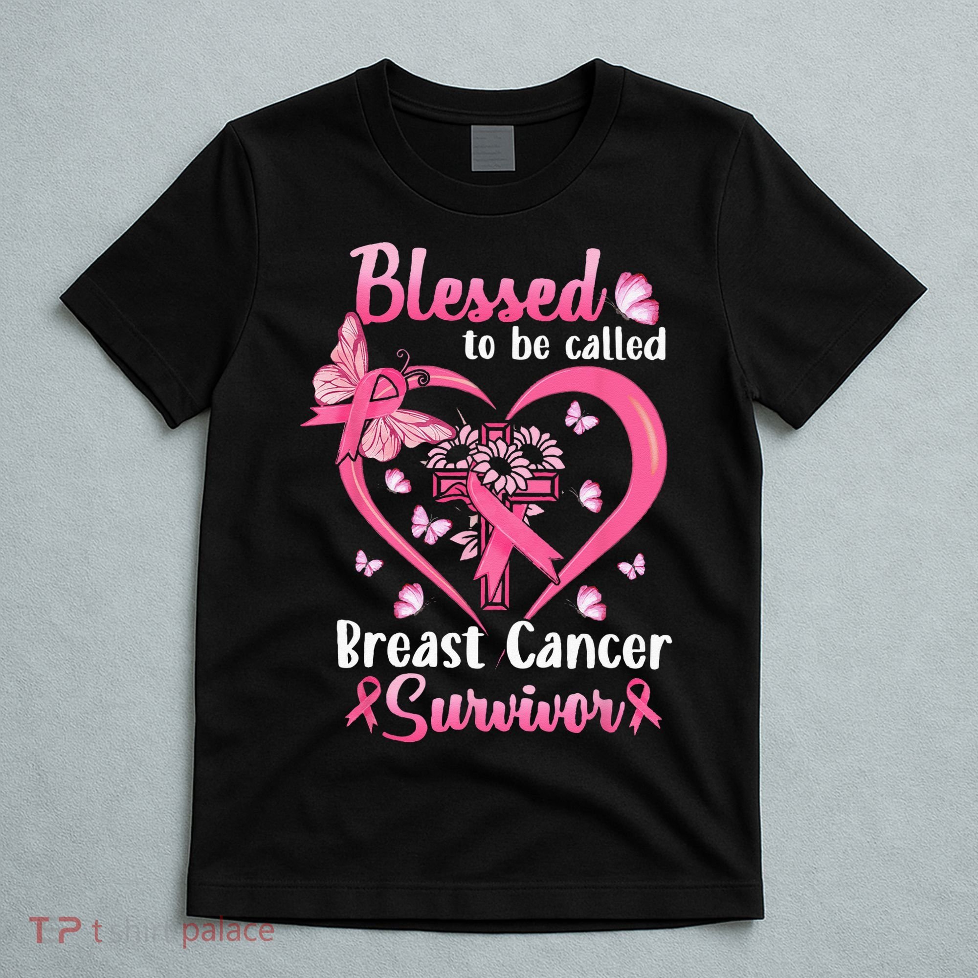 Blessed To Be Called Pink Women Heart Breast Cancer Survivor T-Shirt