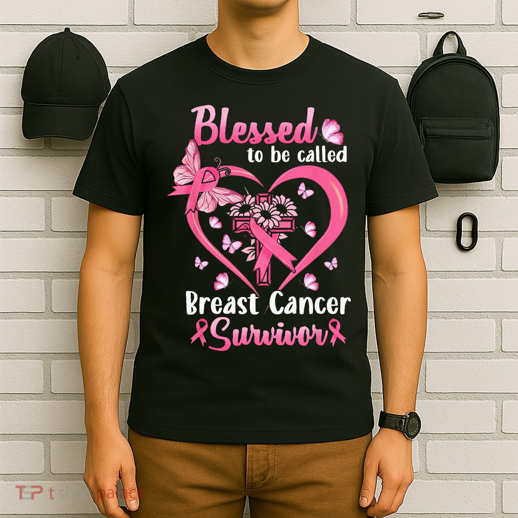 Blessed To Be Called Pink Women Heart Breast Cancer Survivor T-Shirt