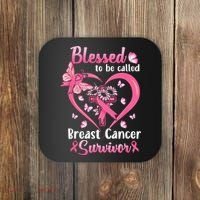 Blessed To Be Called Pink Women Heart Breast Cancer Survivor Coaster thumb 0