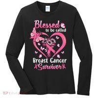 Blessed To Be Called Pink Women Heart Breast Cancer Survivor Women's Long Sleeve Shirt thumb 0