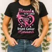 Blessed To Be Called Pink Women Heart Breast Cancer Survivor Women's T-Shirt thumb 2