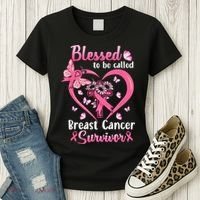 Blessed To Be Called Pink Women Heart Breast Cancer Survivor Women's T-Shirt thumb 3
