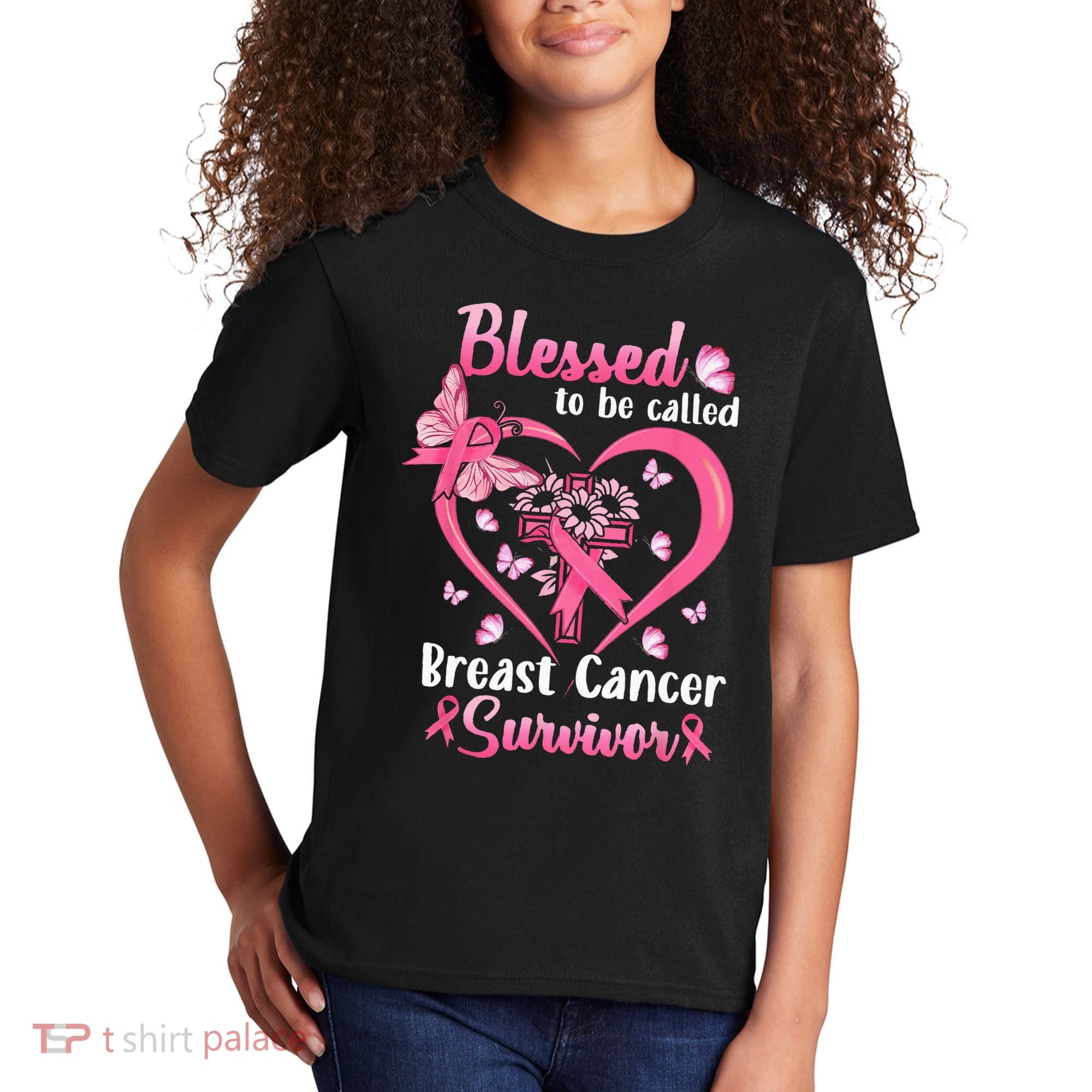 Blessed To Be Called Pink Women Heart Breast Cancer Survivor Kids T-Shirt