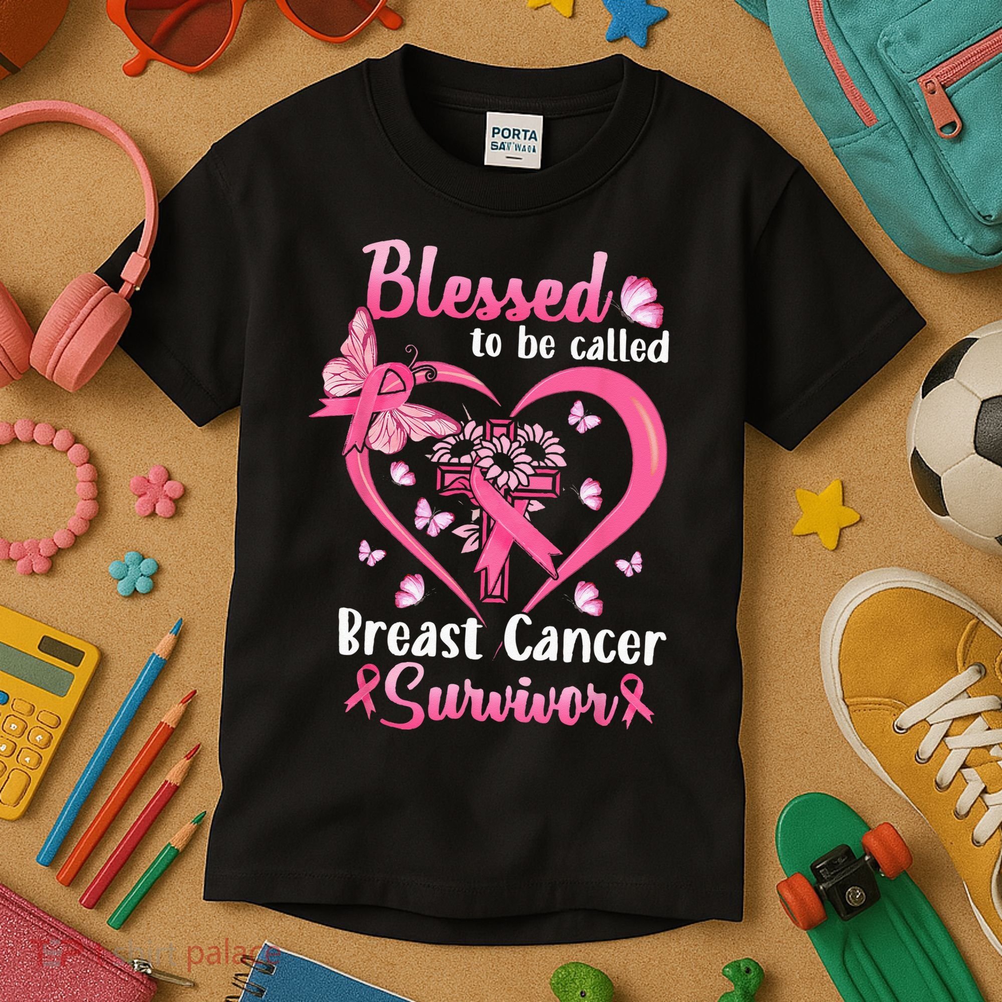 Blessed To Be Called Pink Women Heart Breast Cancer Survivor Kids T-Shirt