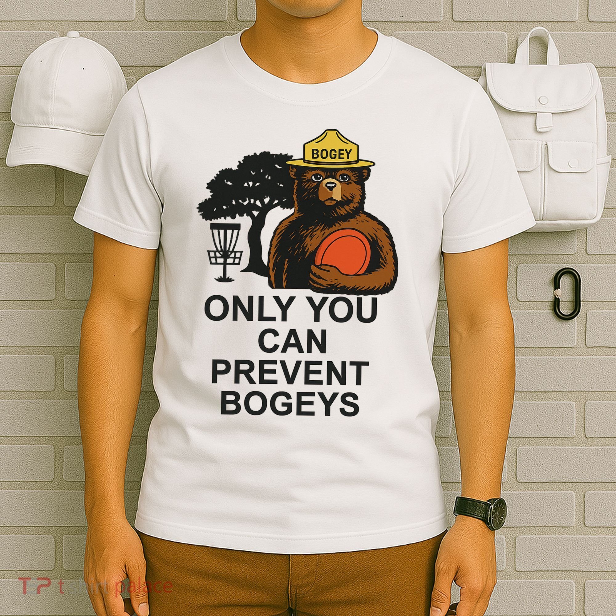 Bogey The Bear Only You Can Prevent Bogeys Disc Golf T-Shirt