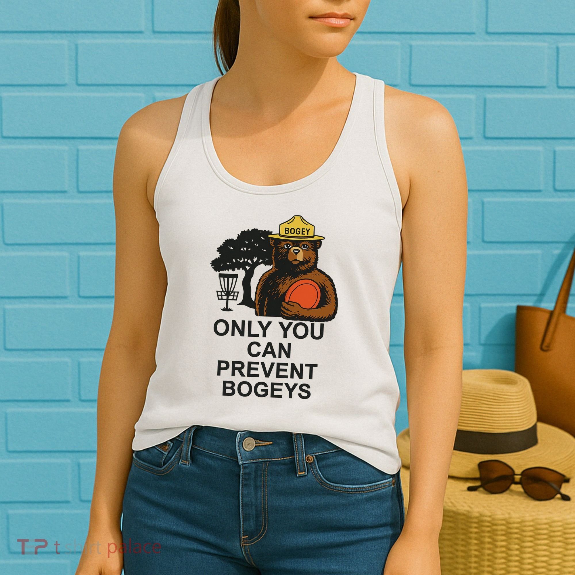 Bogey The Bear Only You Can Prevent Bogeys Disc Golf Women's Tank Top