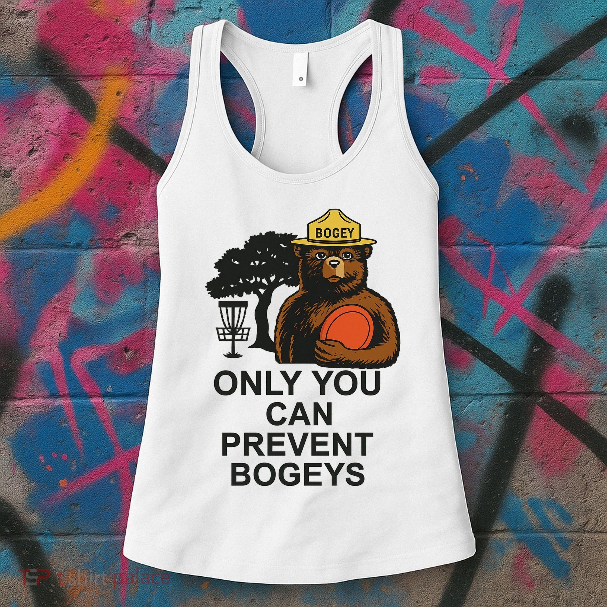 Bogey The Bear Only You Can Prevent Bogeys Disc Golf Women's Tank Top